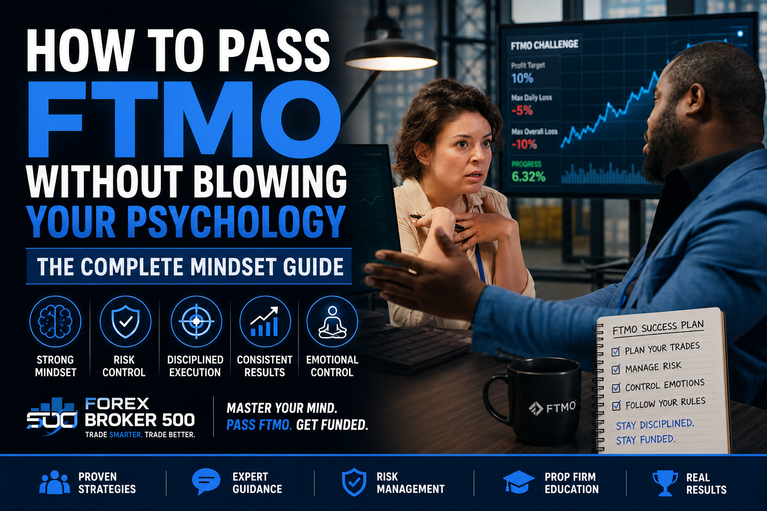 how to pass ftmo challenge without blowing your psychology infographic