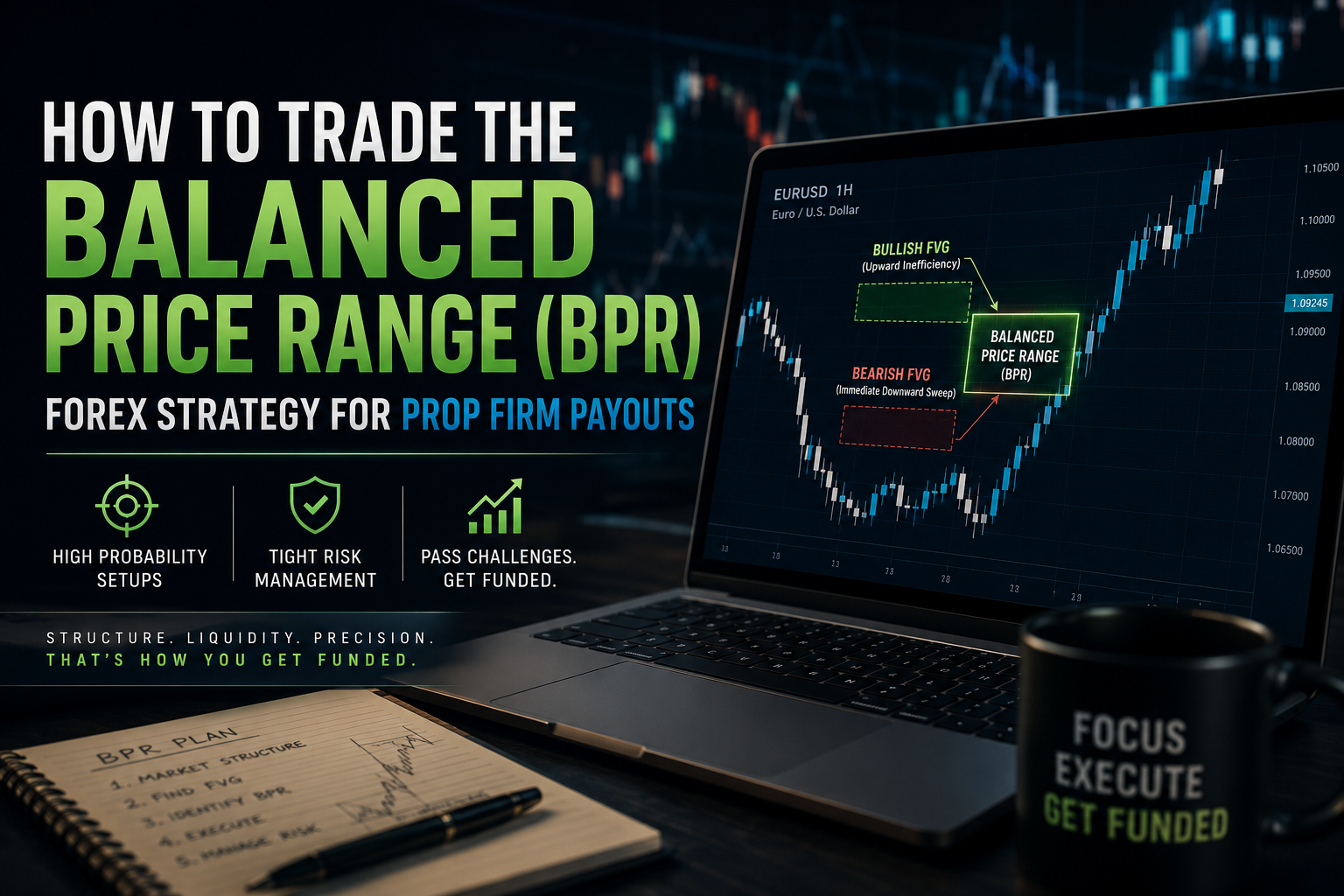 Balanced Price Range Forex Strategy diagram showing overlapping Bullish and Bearish Fair Value Gaps on MT5 trading chart.