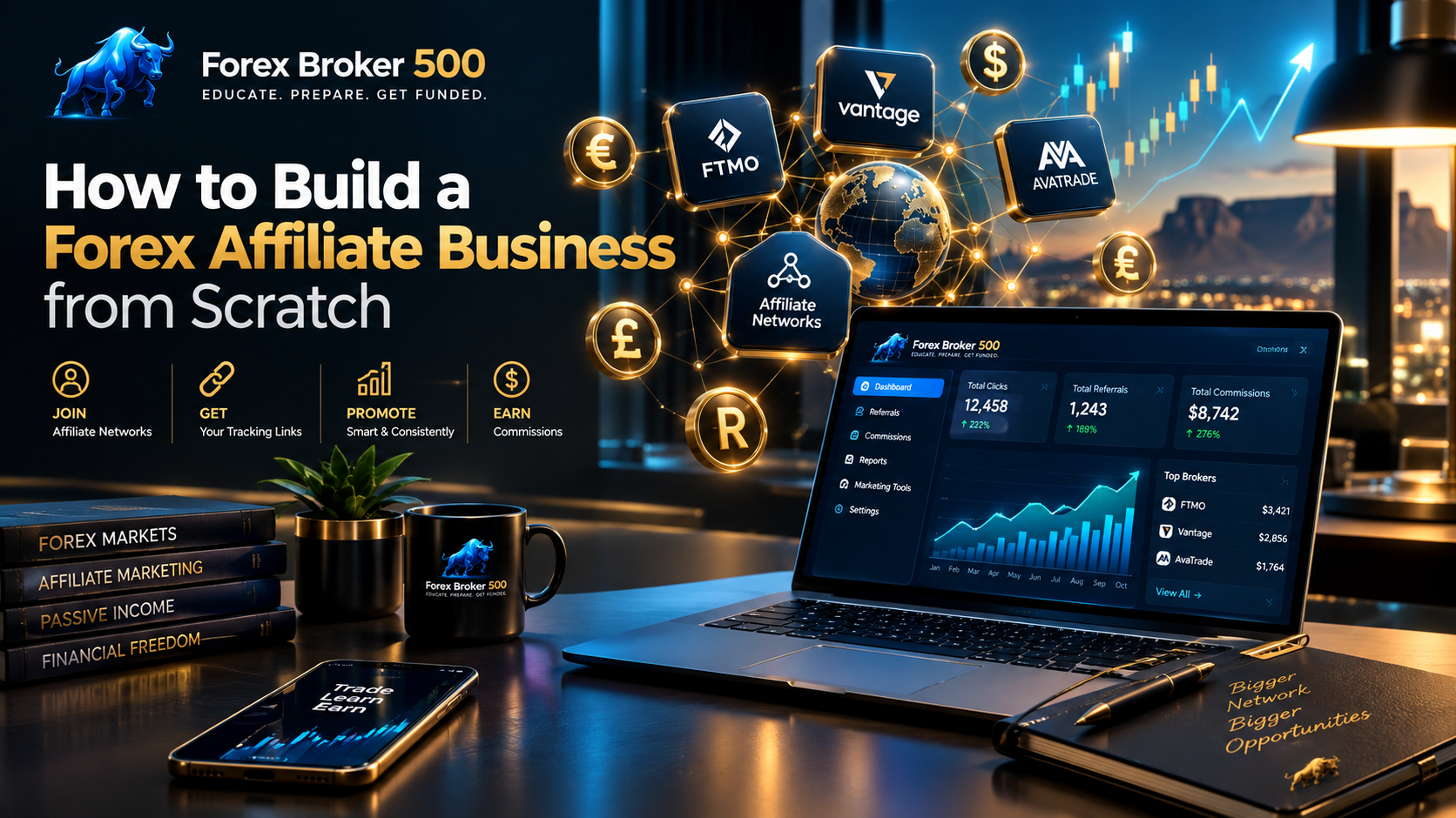 How to build a forex affiliate business from scratch with affiliate networks, broker partnerships, tracking links, and commission growth